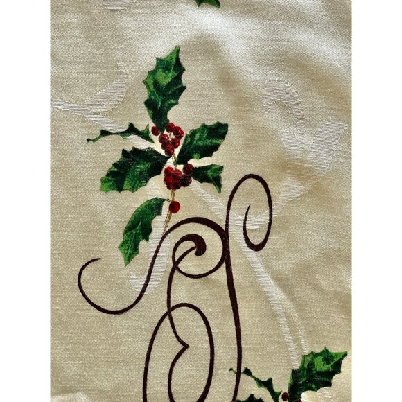 St. Nicholaus Square Christmas Tablecloth & 8 Napkins Set Cardinals Script Cream - Picture 14 of 16